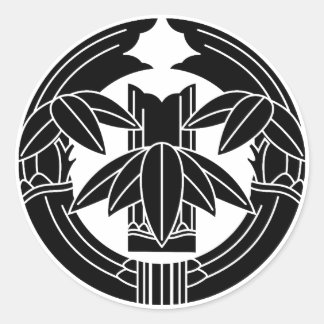 Sticker Rond Cut bamboo in embracing bamboo leaves