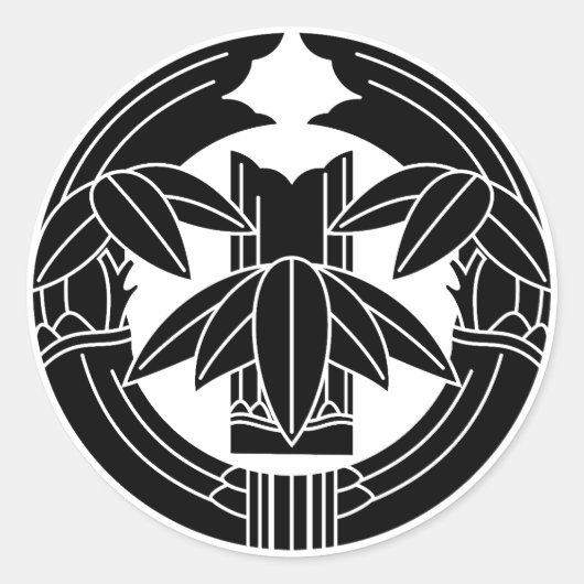 Sticker Rond Cut bamboo in embracing bamboo leaves (Devant)