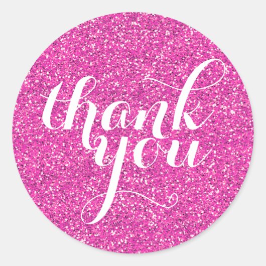 Sticker Rond CUT MERCI moderne parties scintillant simple rose  (Devant)