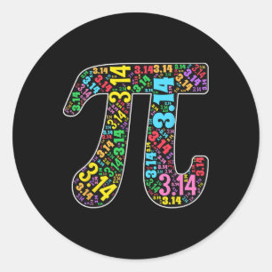 Sticker Rond Cute 3.14 Pi Happy Pi Day Enseignant En Mathématiq