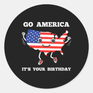 Sticker Rond Cute 4 juillet Amérique Patriotique Amusant