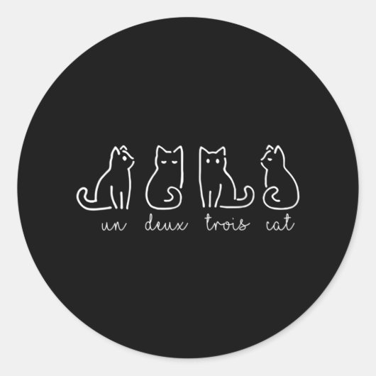 Sticker Rond Cute Abstract Un Deux Trois Cat French Kitty (Devant)