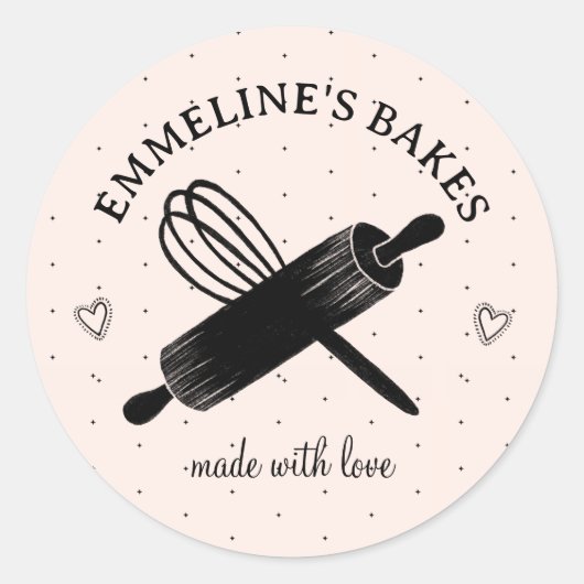Sticker Rond Cute Accueil Baker Cook Illustré Rolling Pin Whisk (Devant)