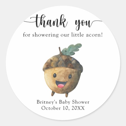 Sticker Rond Cute acorn - merci (Devant)