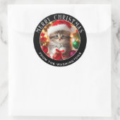 Sticker Rond Cute & adorable Kitten Noël personnalisé (Sac)