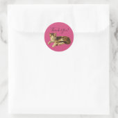 Sticker Rond Cute adorable Kitty Chat Merci Magenta Script (Sac)