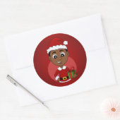 Sticker Rond Cute African American Christmas boy cartoon (Enveloppe)