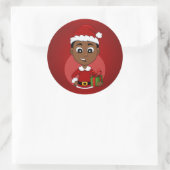 Sticker Rond Cute African American Christmas boy cartoon (Sac)