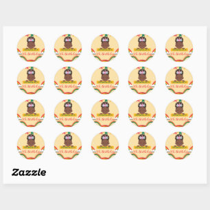 Sticker Rond Cute afro licorne Africaine amérique filles Annive