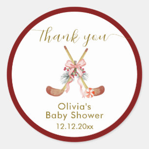 Sticker Rond Cute All Stars Arc Hockey Fille Baby Shower
