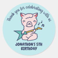 Cute Alpaca Play Guitar Anniversaire de enfant Par
