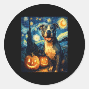 Sticker Rond Cute American Staffordshire Terrier Chien Hallowee