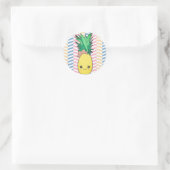Sticker Rond Cute ananas Fruit Kawaii Visage été Style (Sac)