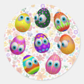 Sticker Rond Cute and Funny Easter Eggs Cartoon (Devant)