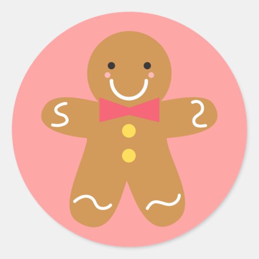 Sticker Rond Cute and Happy Gingerbread (Devant)