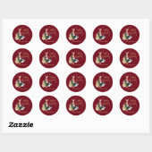 Sticker Rond Cute animal with chrtismas tree (Feuille)
