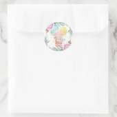 Sticker Rond Cute Animaux et Peony Baby shower Classic (Sac)