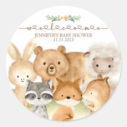 Sticker Rond Cute Animaux Fourrure Accueil Famille (Devant)