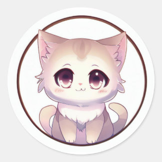 Sticker Rond Cute Anime Kitty