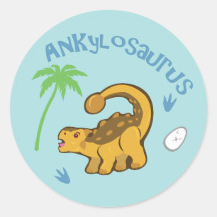 Sticker Rond Cute Ankylosaurus