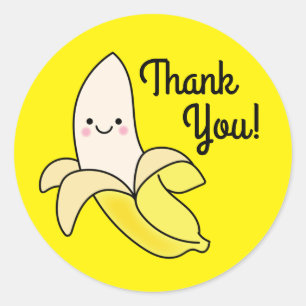 Sticker Rond Cute Anniversaire de enfant banane Kawaii