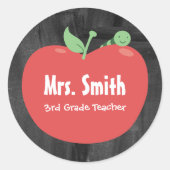 Sticker Rond Cute Apple & Work School Teacher Tutor (Devant)