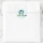 Sticker Rond Cute Aqua Owl (Sac)