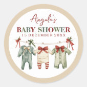 Sticker Rond Cute Aquarelle Baby shower de Noël (Devant)