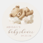 Sticker Rond Cute Aquarelle Baby shower Ours Teddy (Devant)