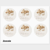 Sticker Rond Cute Aquarelle Baby shower Ours Teddy (Feuille)