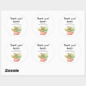 Sticker Rond Cute Aquarelle Bébé Dinosaure Baby shower (Feuille)