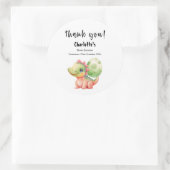 Sticker Rond Cute Aquarelle Bébé Dinosaure Baby shower (Sac)