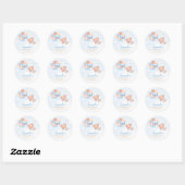 Sticker Rond Cute Aquarelle Boho Teddy Bear baby shower garçon (Feuille)