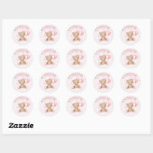 Sticker Rond Cute Aquarelle Boho Teddy Bear Girl Baby shower (Feuille)