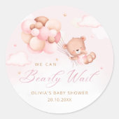 Sticker Rond Cute Aquarelle Boho Teddy Bear Girl Baby shower (Devant)