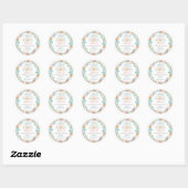 Sticker Rond Cute aquarelle Bunny Baby shower Merci (Feuille)