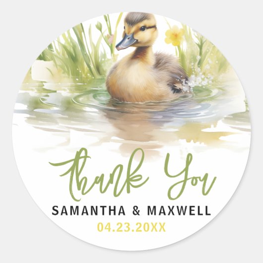 Sticker Rond Cute Aquarelle Canard bébé garçon douche (Devant)