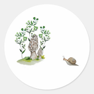 Sticker Rond Cute aquarelle champignon motif carte de tasse de