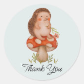 Sticker Rond Cute aquarelle Hérisson Baby shower Merci (Devant)