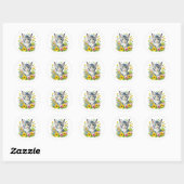 Sticker Rond Cute Aquarelle Kitten en Fleurs (Feuille)
