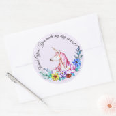 Sticker Rond Cute aquarelle licorne avec fleurs (Enveloppe)