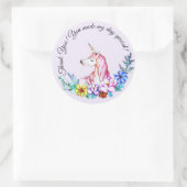 Sticker Rond Cute aquarelle licorne avec fleurs (Sac)