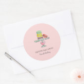 Sticker Rond Cute Aquarelle Macarons boulangerie rose (Enveloppe)