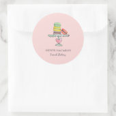 Sticker Rond Cute Aquarelle Macarons boulangerie rose (Sac)