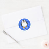 Sticker Rond Cute Aquarelle Pingouin bleu (Enveloppe)