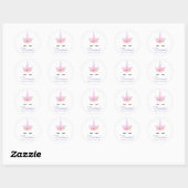 Sticker Rond Cute aquarelle Unicorne avec Baby shower de fleurs (Feuille)