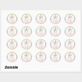Sticker Rond Cute arc-en-ciel Magique or Unicorn Merci (Feuille)