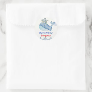 Sticker Rond Cute arc-en-ciel poulpe Poisson de baleine Fête d'