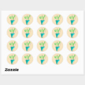 Sticker Rond Cute art plante mexicain de cactus (Feuille)