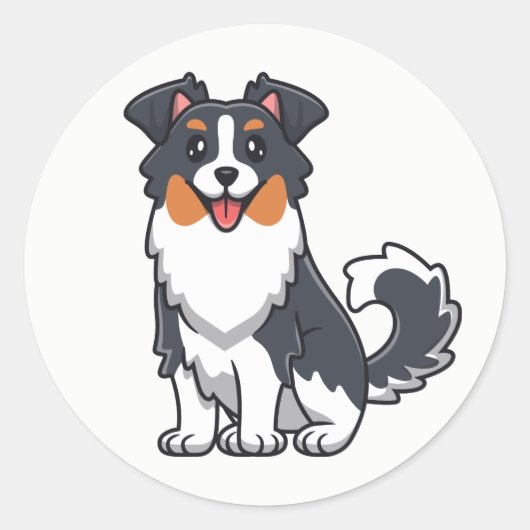 Sticker Rond Cute Aussie Chiot Amoureux des chiens Australian S (Devant)